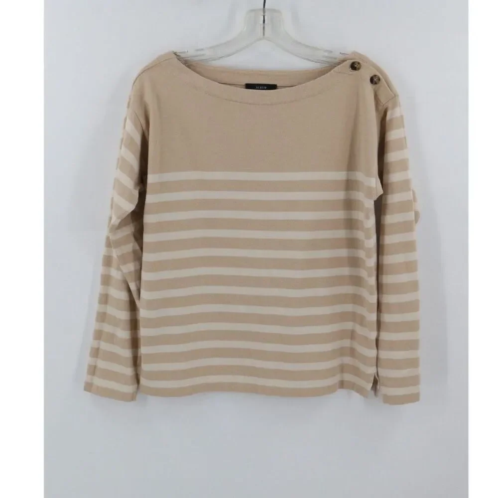 J.Crew Women Mariner Cloth Striped Boatneck T-Shirt XSmall Long Sleeve Nautical